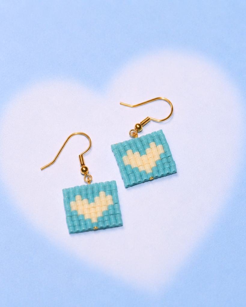 Pop Heart Earrings- Aqua
