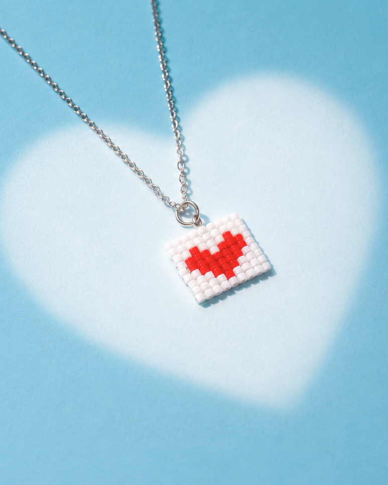 Pop Heart Necklace- Cherry