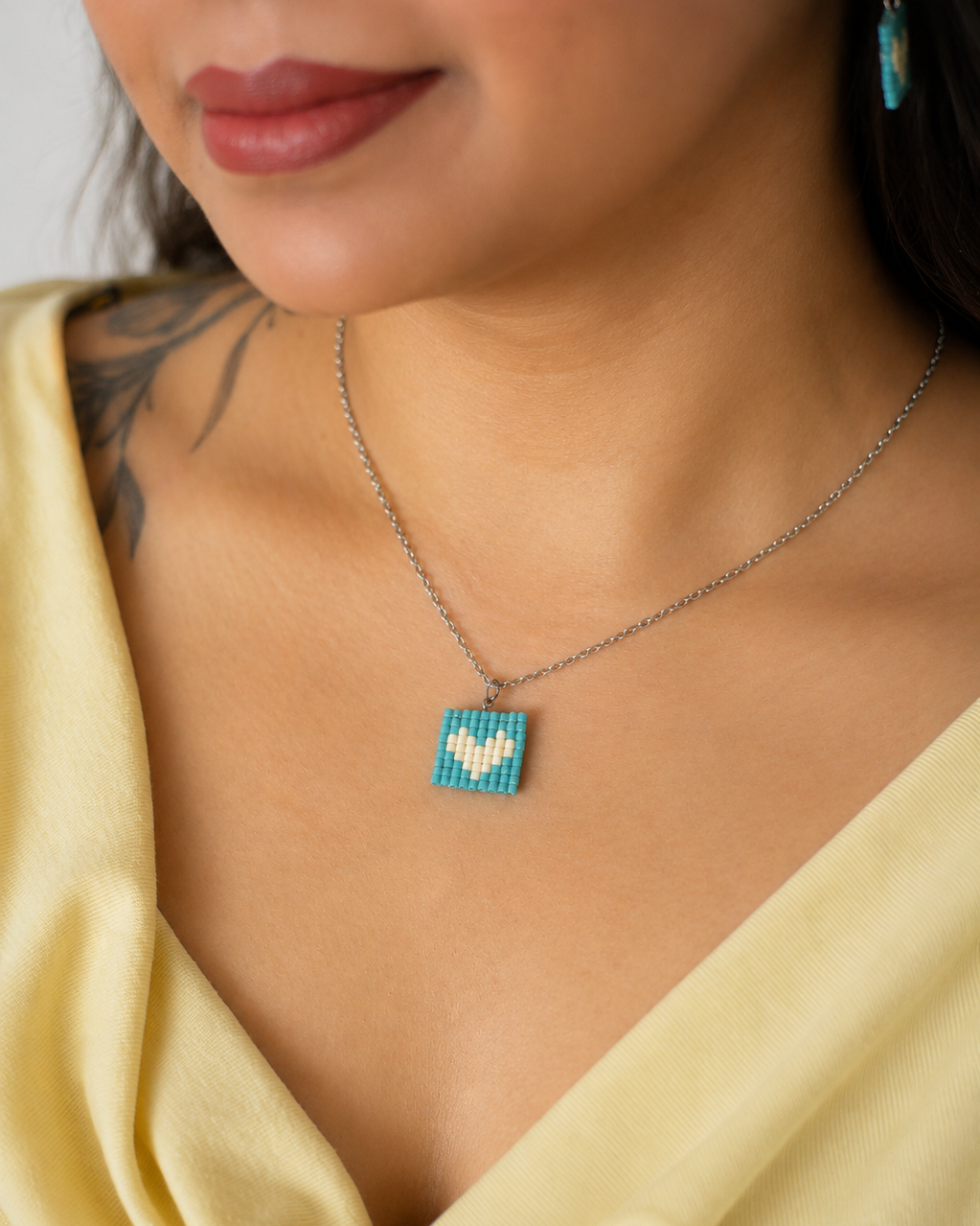 Pop Heart Necklace- Aqua