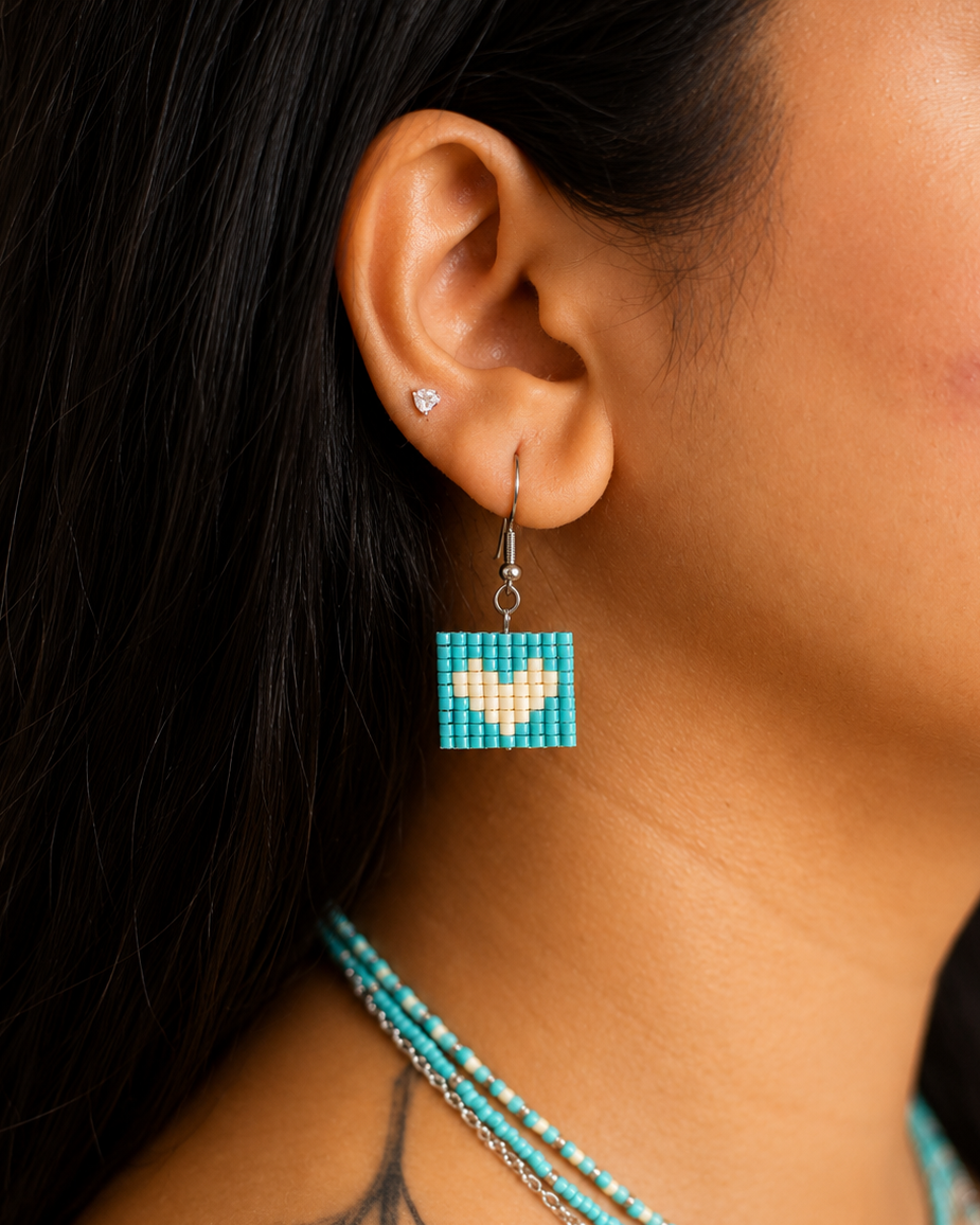 Pop Heart Earrings- Aqua