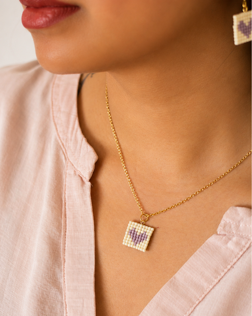 Pop Heart Necklace- Lilac
