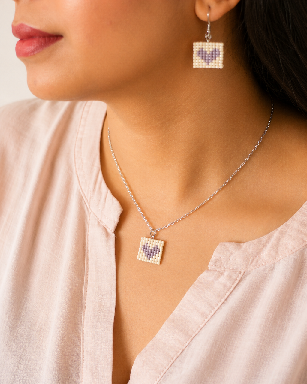 Pop Heart Necklace- Lilac