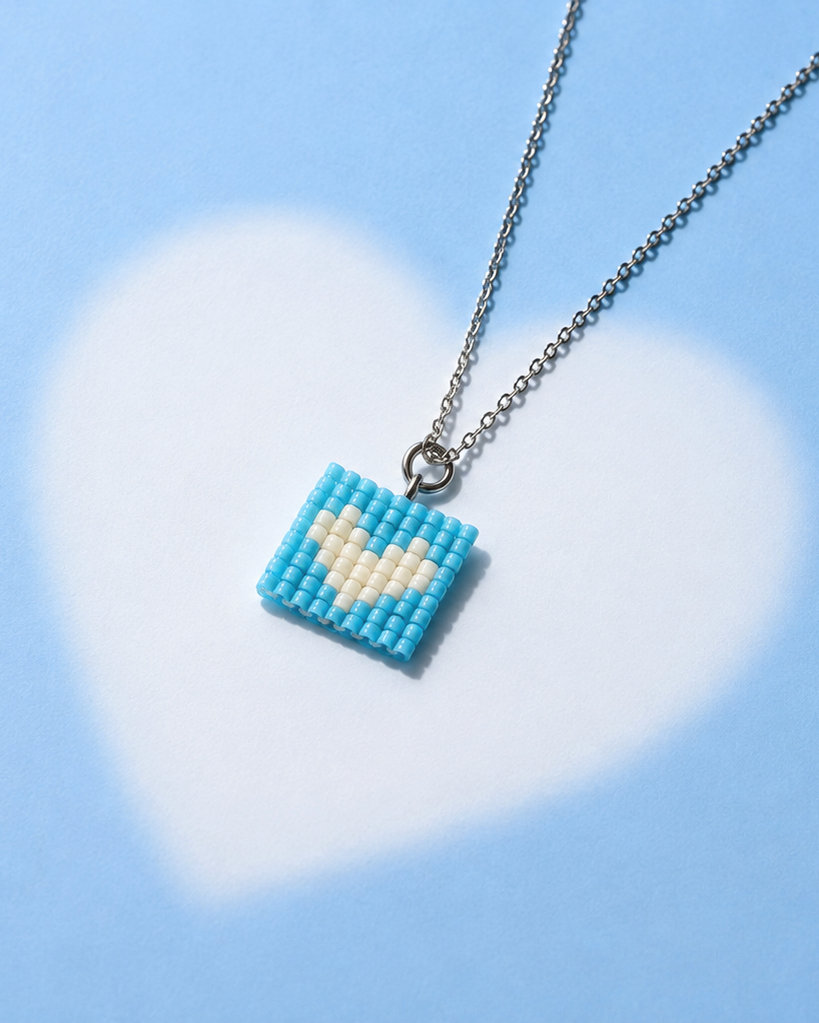 Pop Heart Necklace- Aqua
